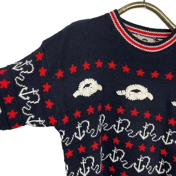 VINTAGE CHAUS SPORT NAUTICAL ANCHOR CREW NECK DROP SHOULDER CREW NECK SWEATER - Picture 11 of 14